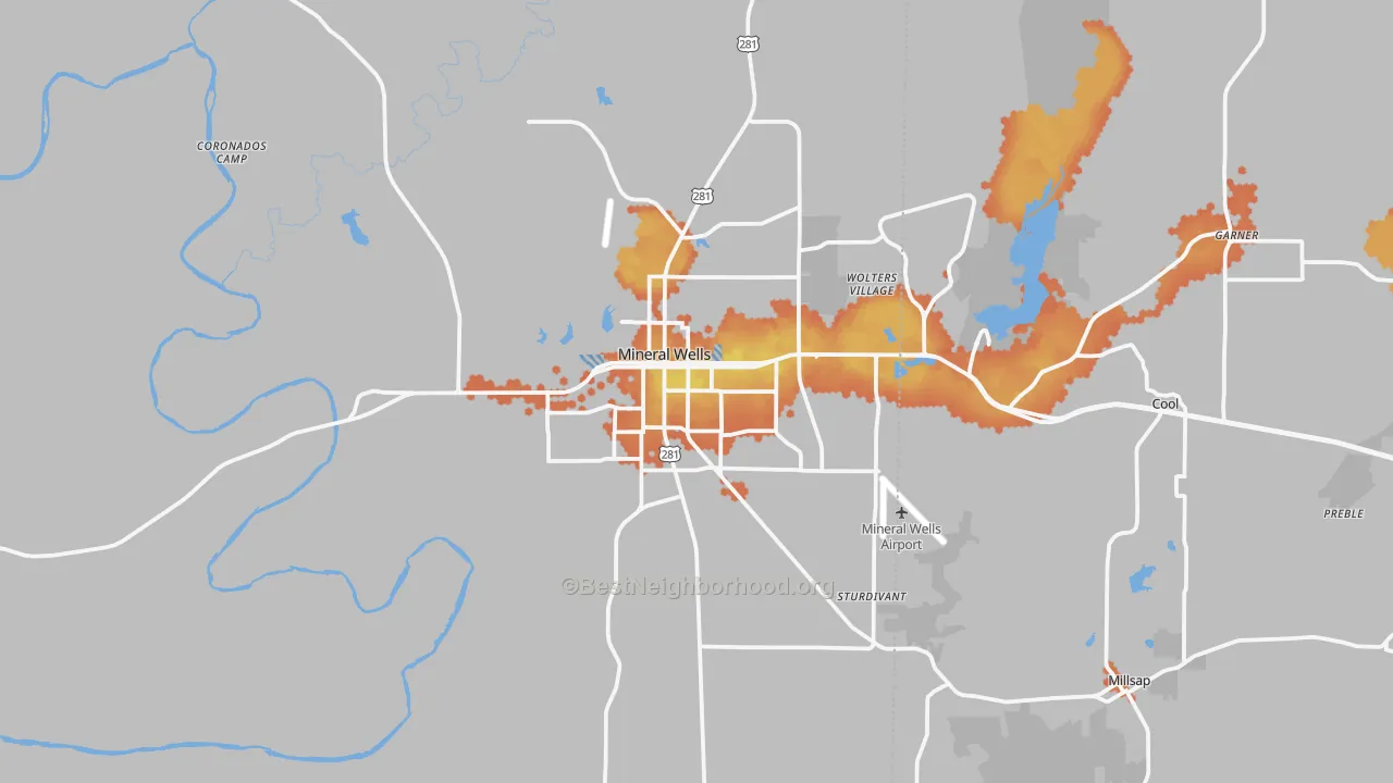 Bike Grade map of Mineral Wells, TX