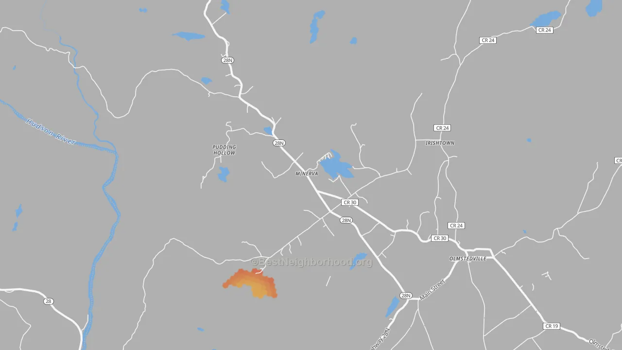 Bike Grade map of Minerva, NY