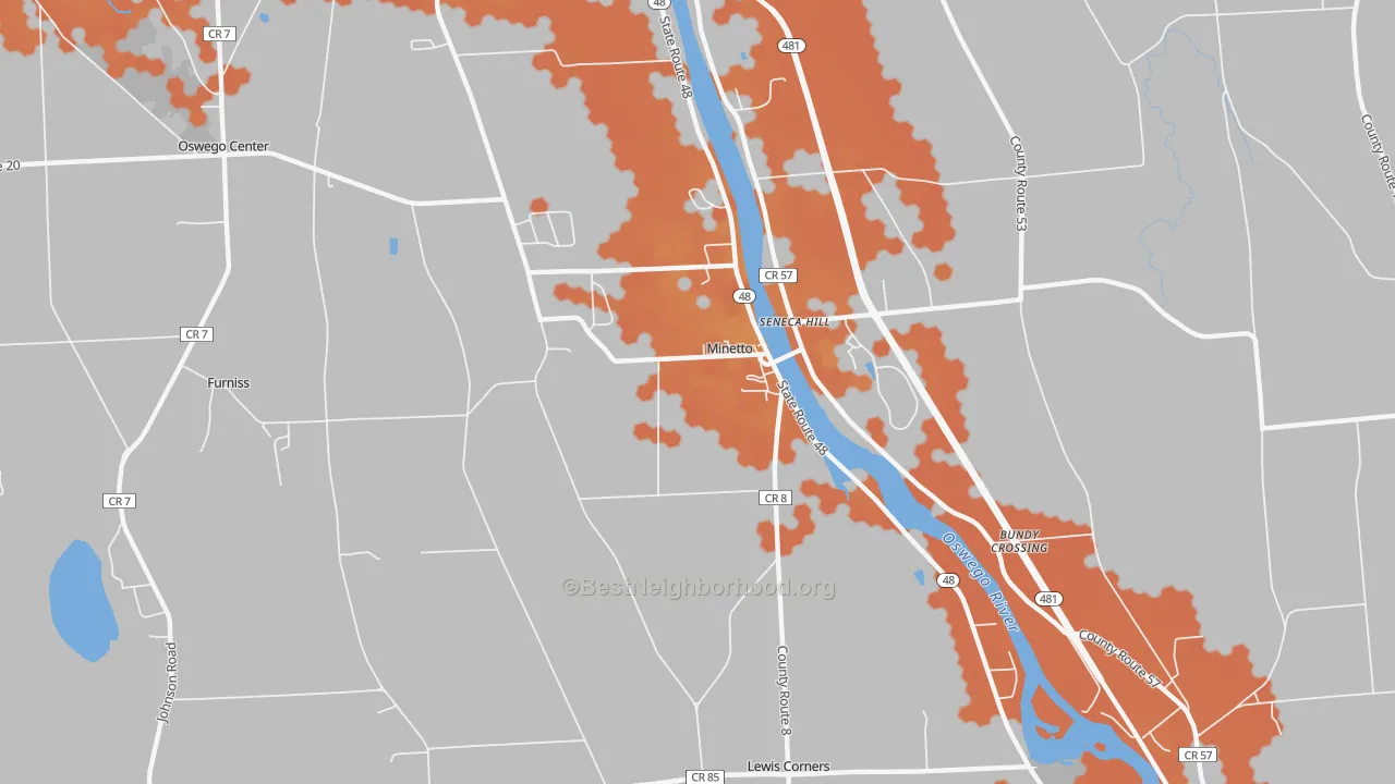 Bike Grade map of Minetto, NY