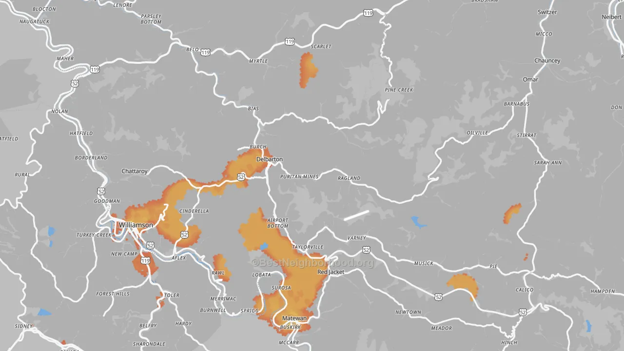 Bike Grade map of Mingo County, WV