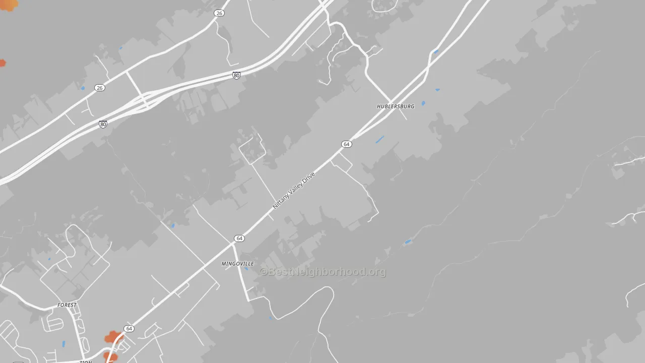 Bike Grade map of Mingoville, PA