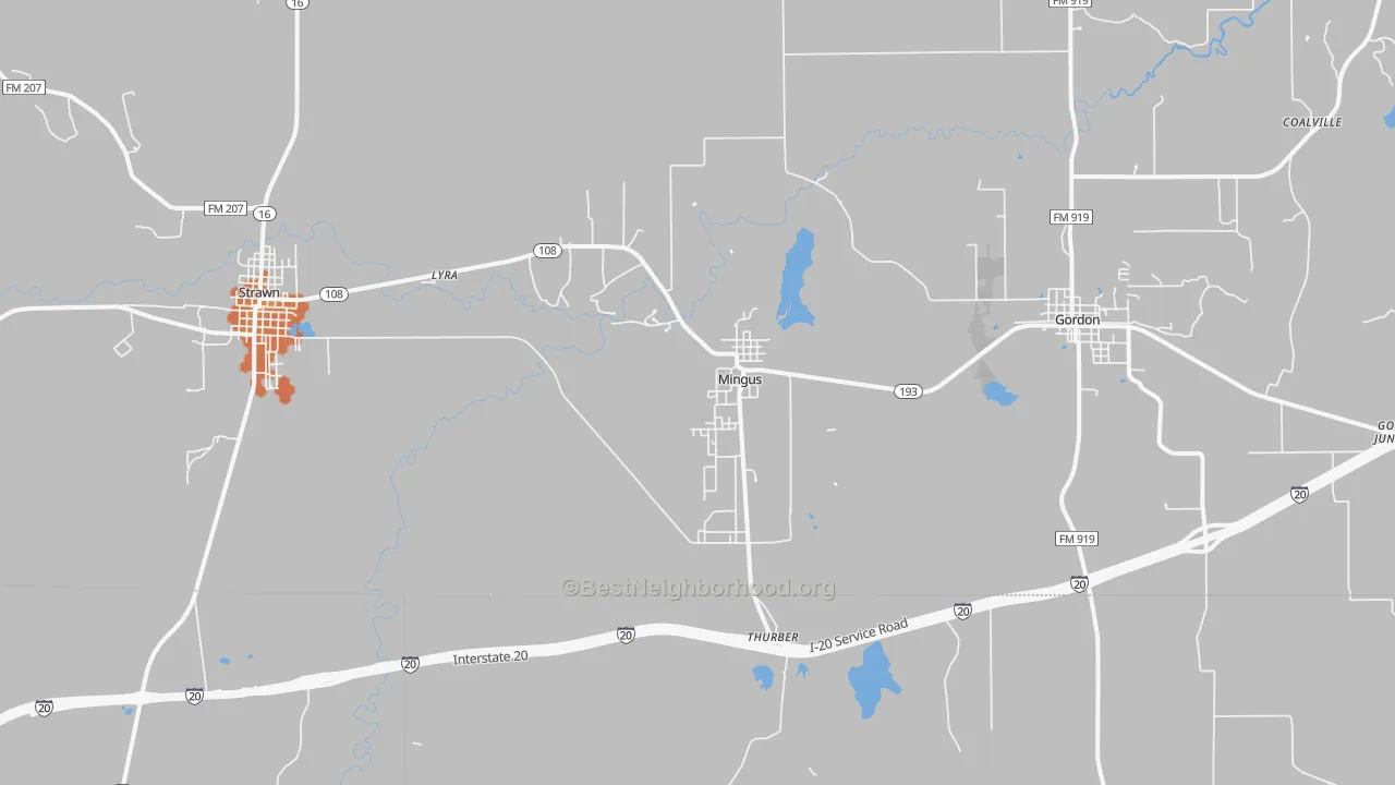 Bike Grade map of Mingus, TX