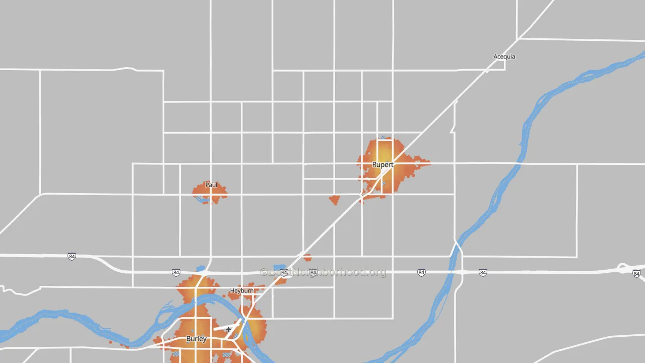 Bike Grade map of Minidoka County, ID
