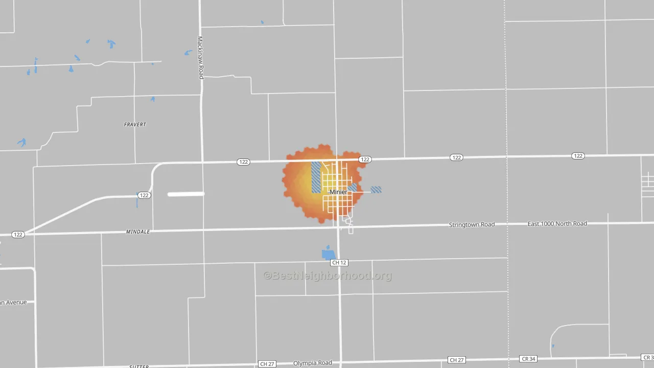 Bike Grade map of Minier, IL