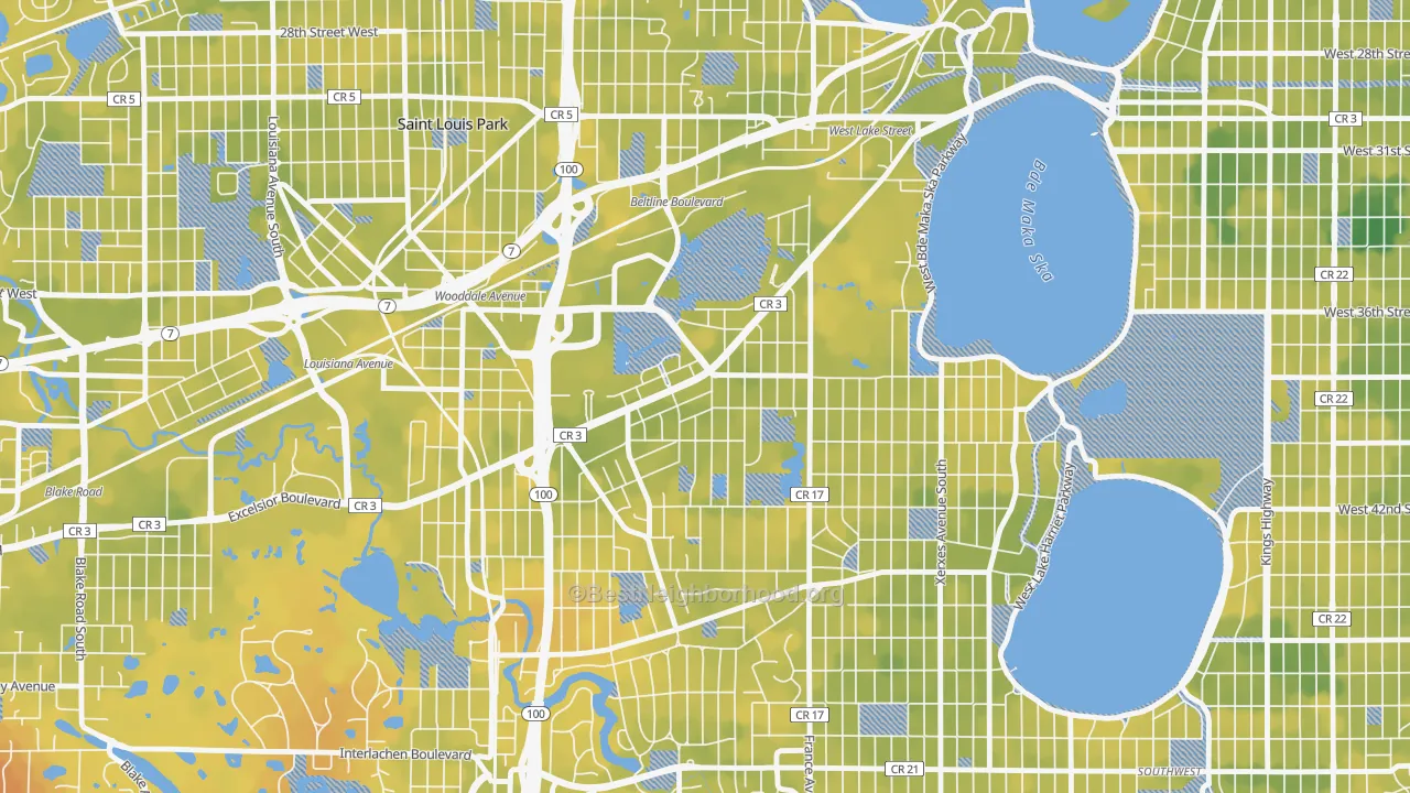 Bike Grade map of Minikahda Vista, St. Louis Park, MN