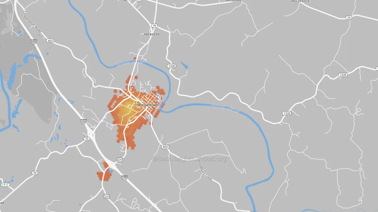 Bike Grade map of Mining City, KY