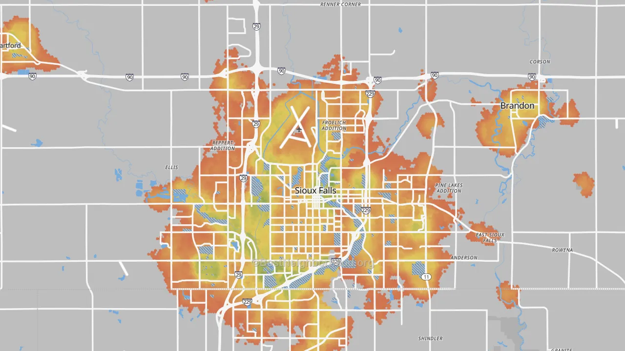 Bike Grade map of Minnehaha County, SD