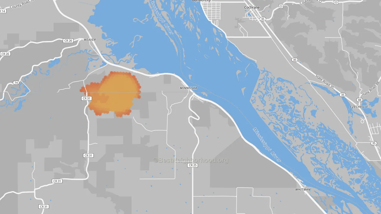 Bike Grade map of Minneiska, MN