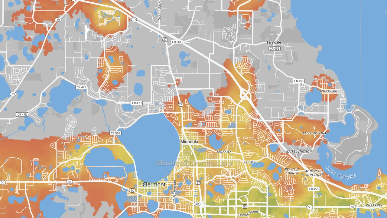 Bike Grade map of Minneola, FL