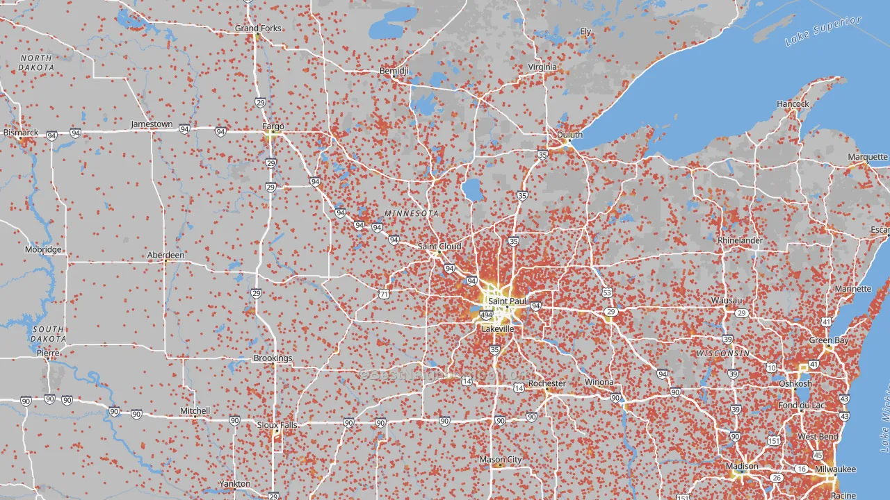 Bike Grade map of Minnesota