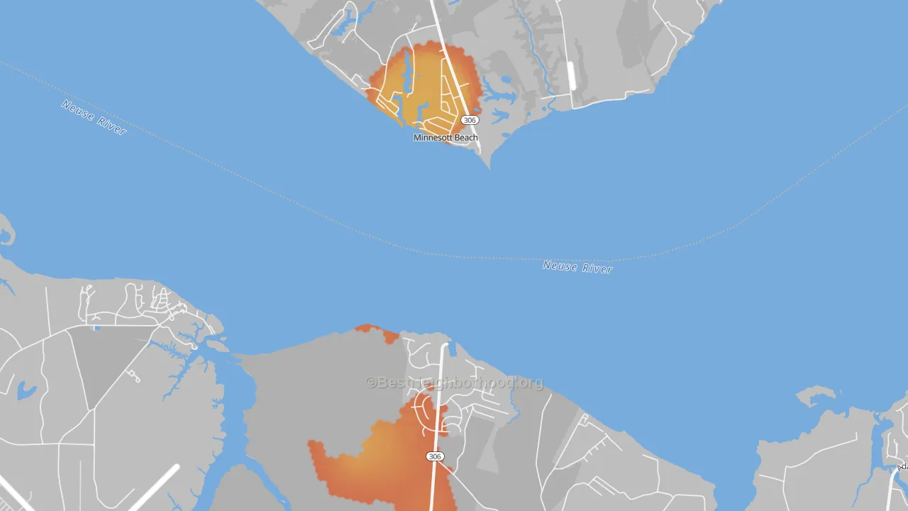 Bike Grade map of Minnesott Beach, NC