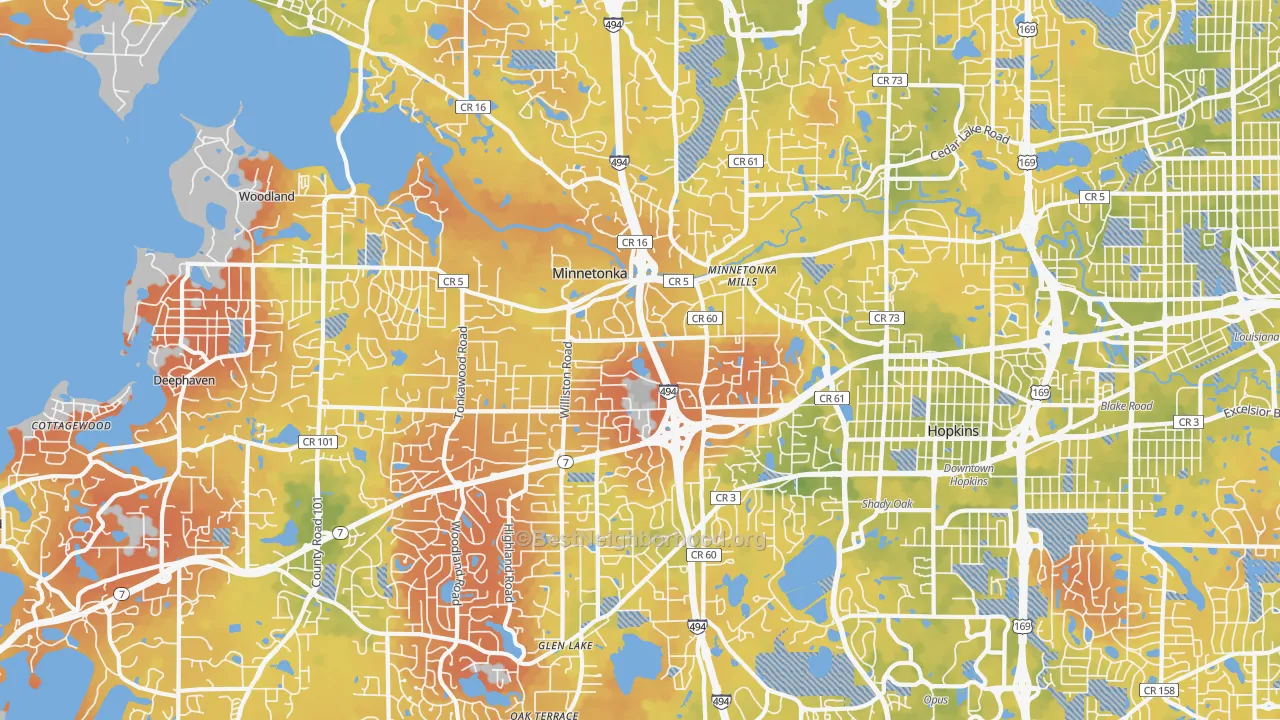 Bike Grade map of Minnetonka, MN