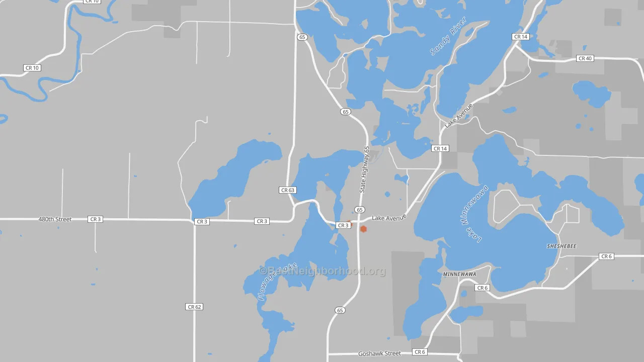 Bike Grade map of Minnewawa, MN