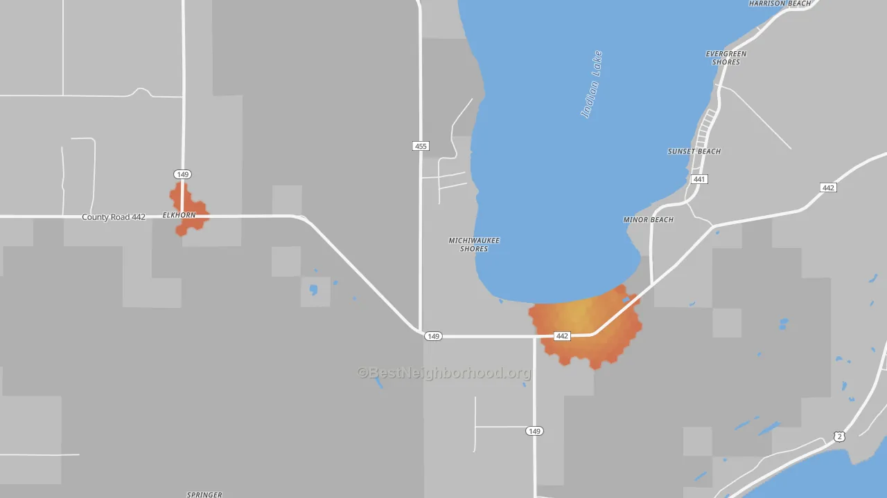 Bike Grade map of Minor Beach, MI