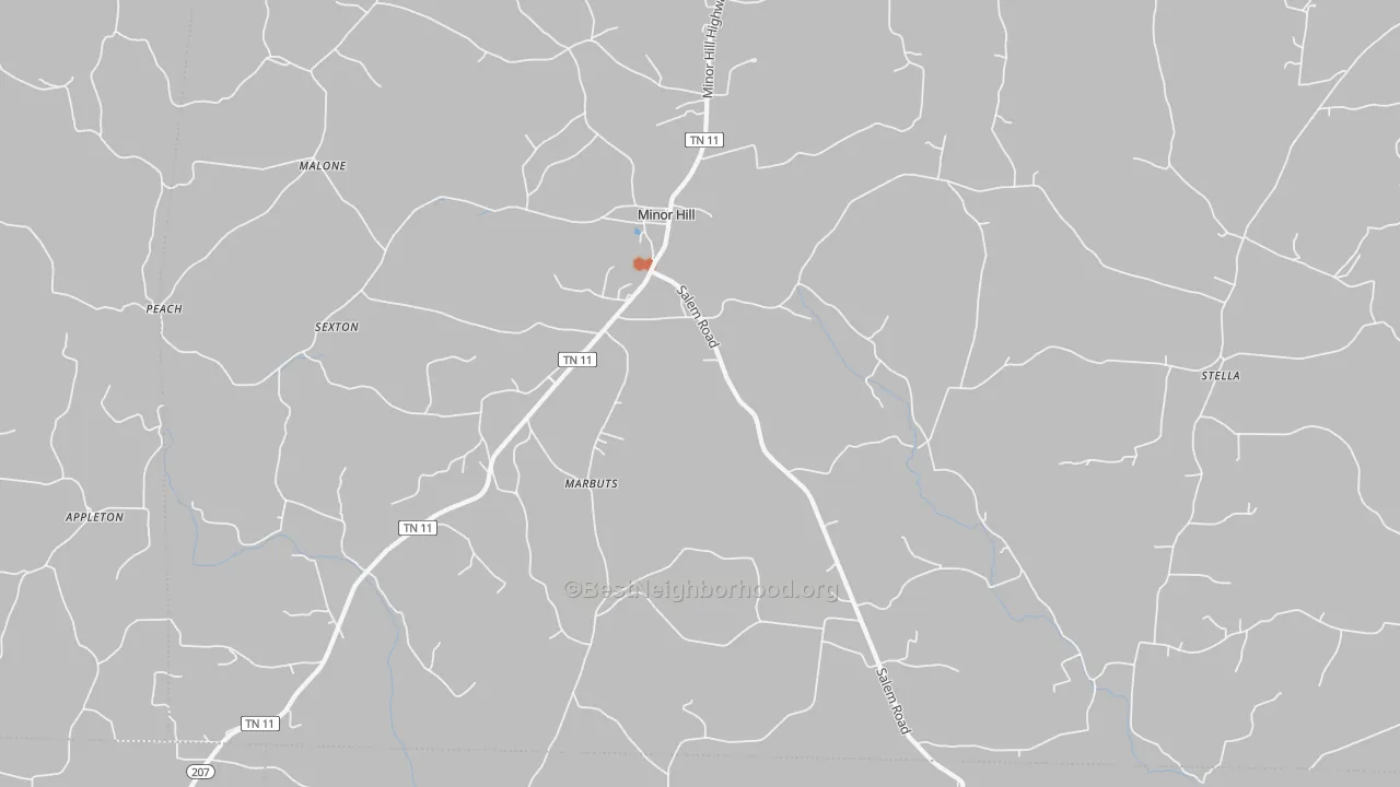 Bike Grade map of Minor Hill, TN