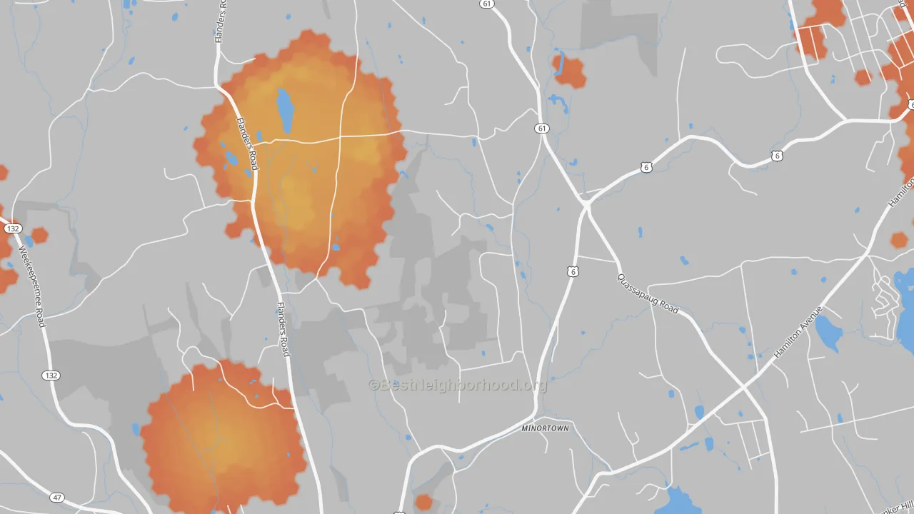Bike Grade map of Minortown, CT