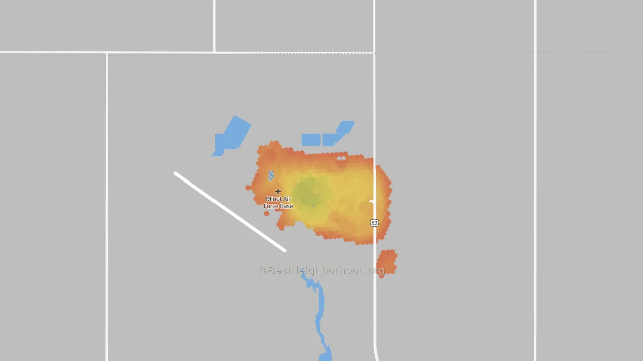 Bike Grade map of Minot Afb, ND