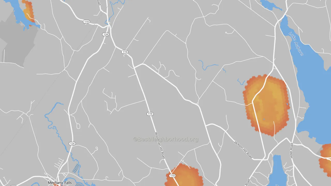 Bike Grade map of Minot, ME