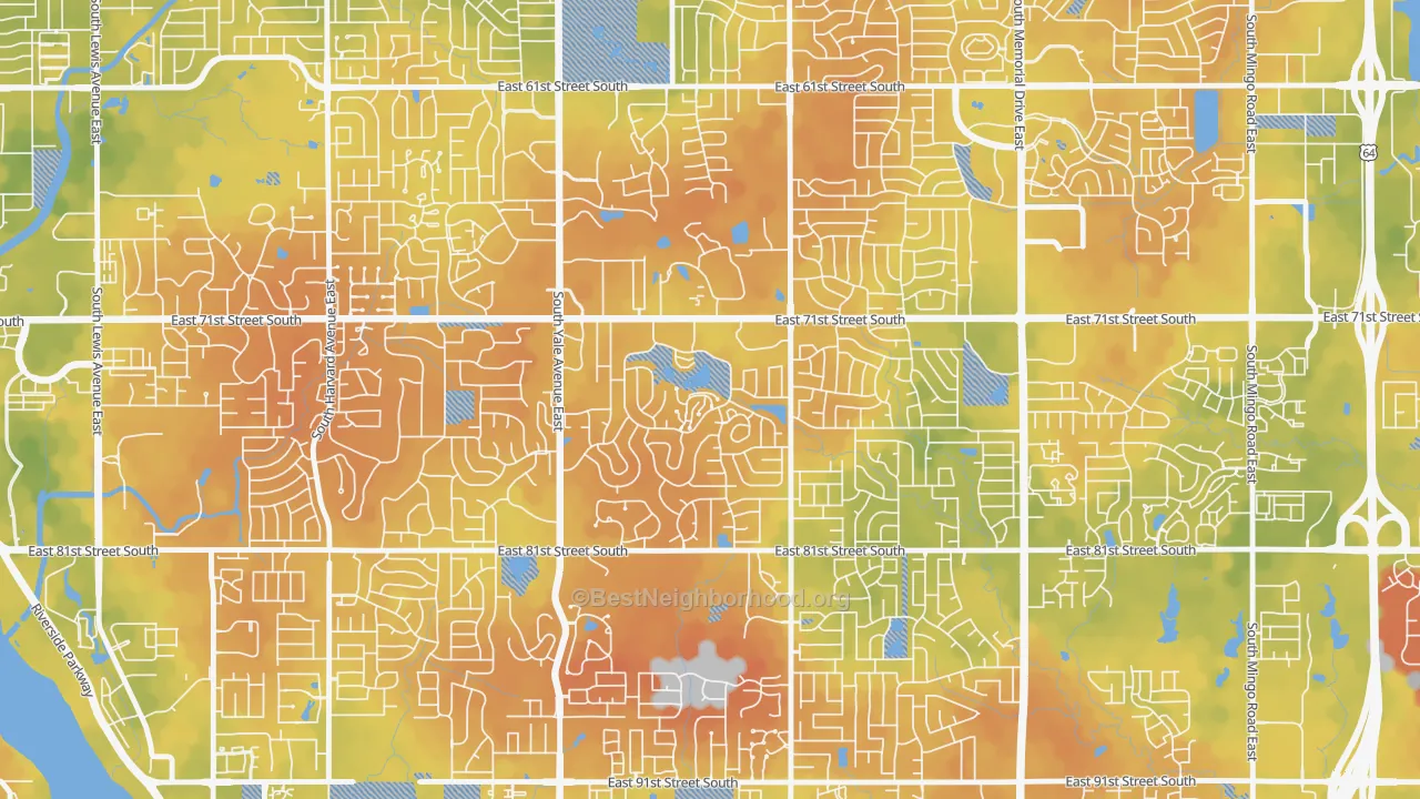 Bike Grade map of Minshall Park, Tulsa, OK
