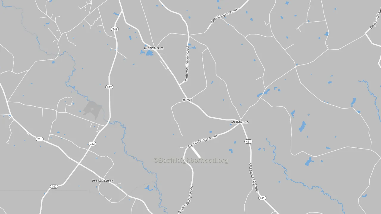 Bike Grade map of Mintz, NC