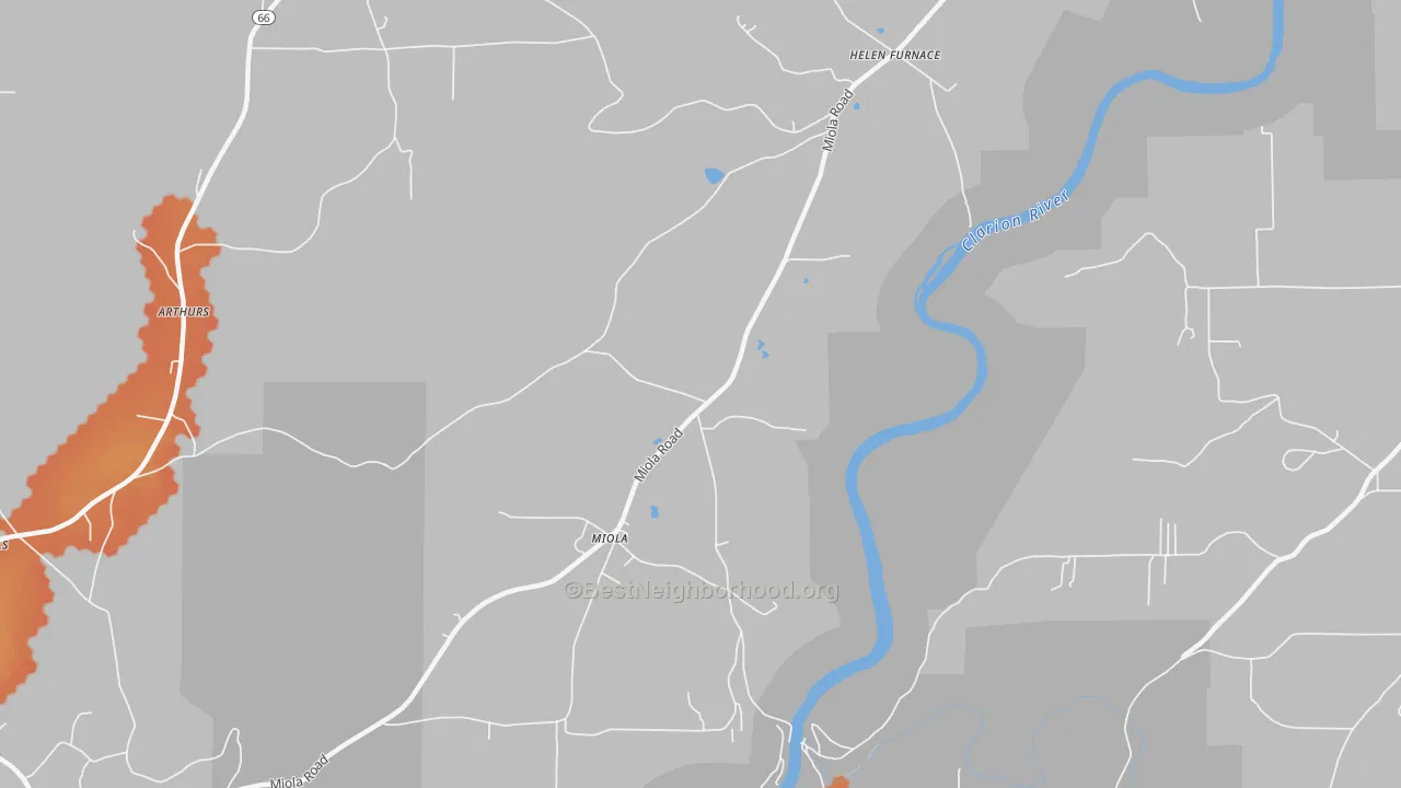 Bike Grade map of Miola, PA