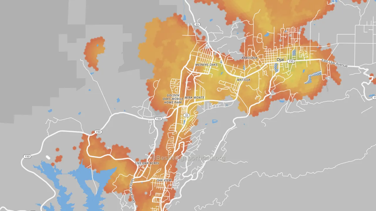 Bike Grade map of Mira Monte, CA