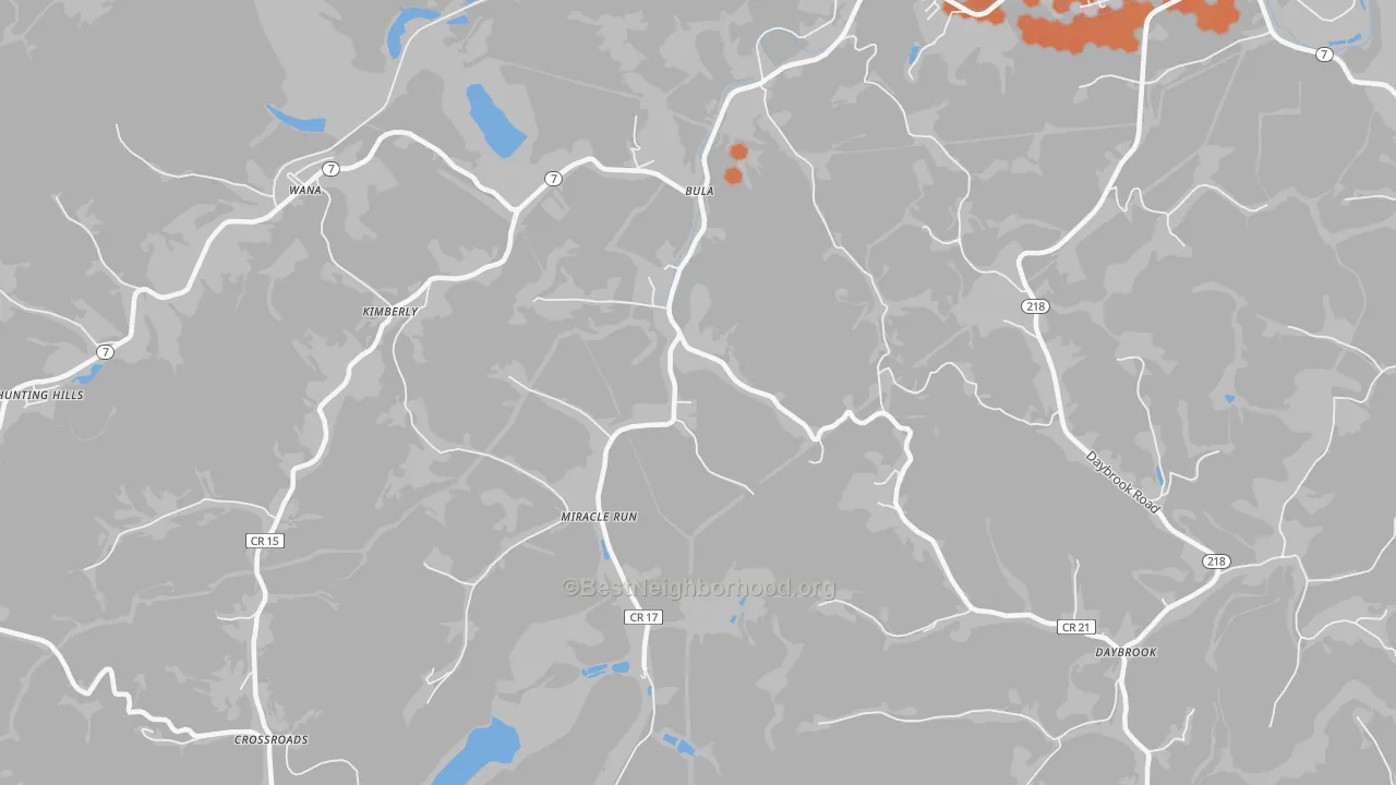 Bike Grade map of Miracle Run, WV