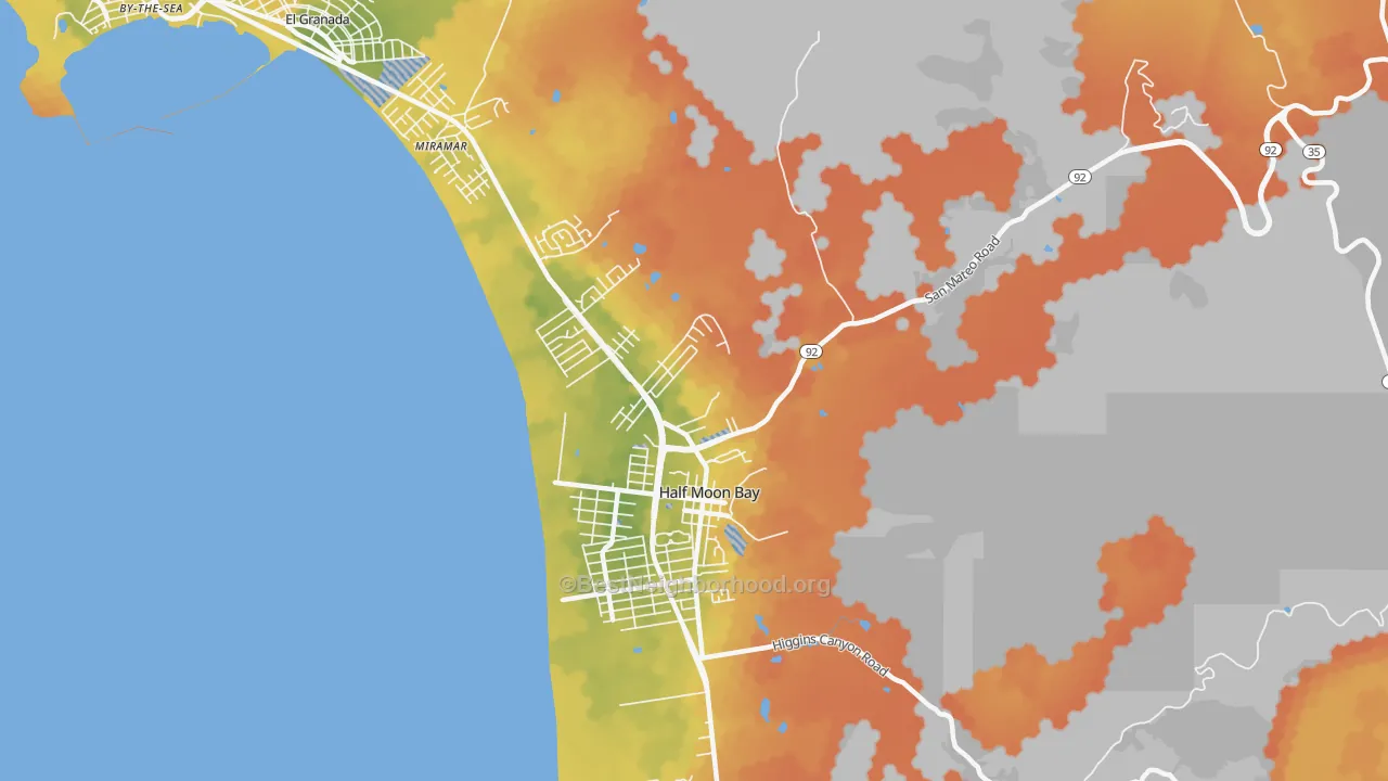 Bike Grade map of Miramar, CA