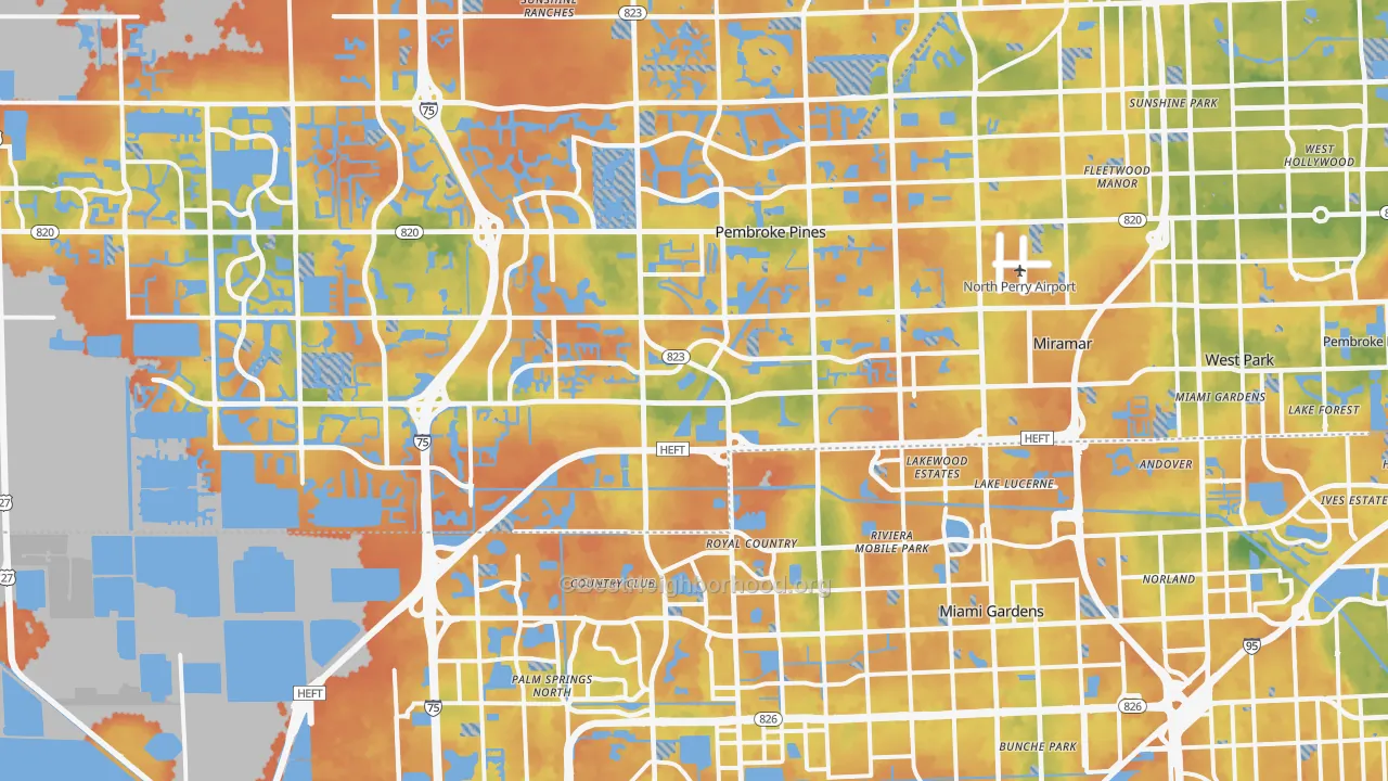 Bike Grade map of Miramar, FL