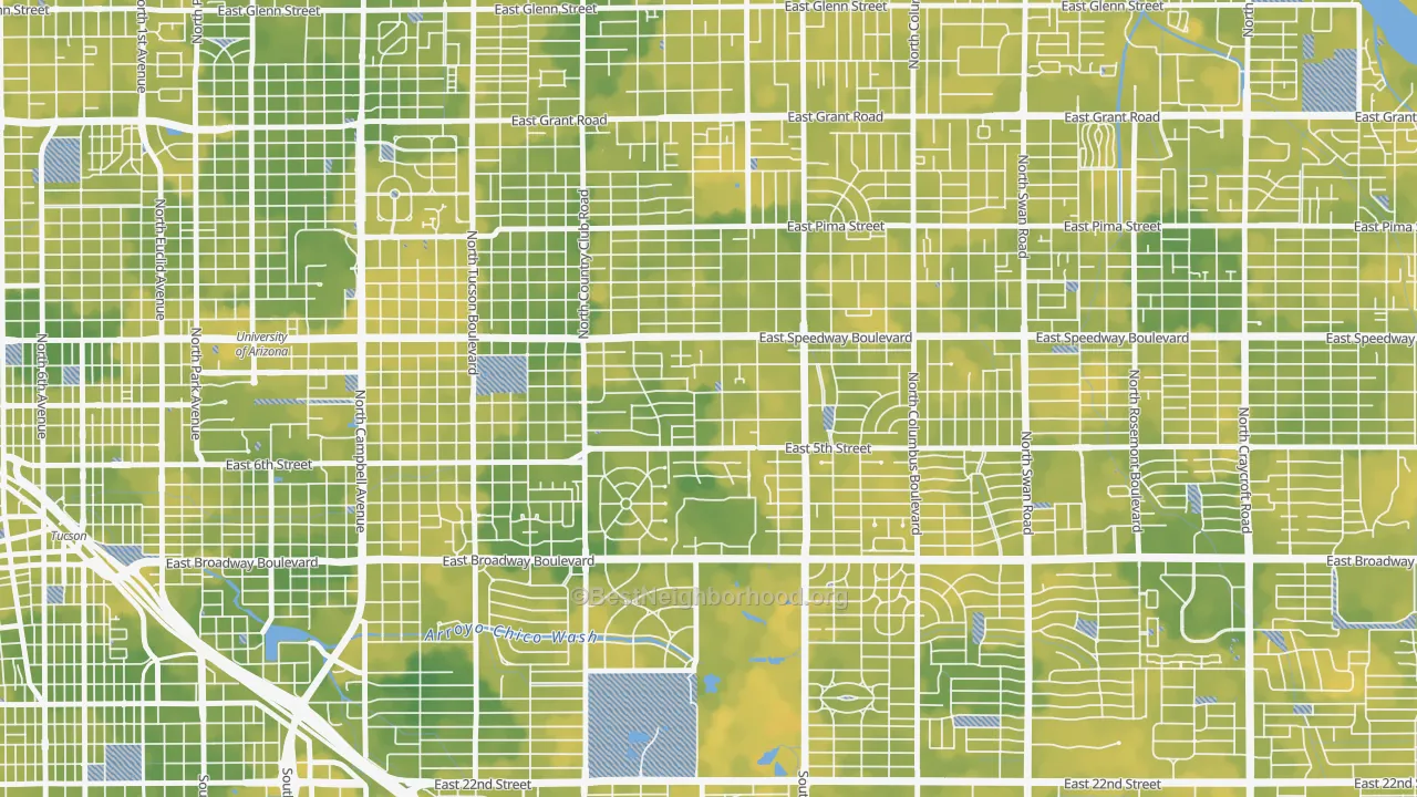 Bike Grade map of Miramonte, Tucson, AZ
