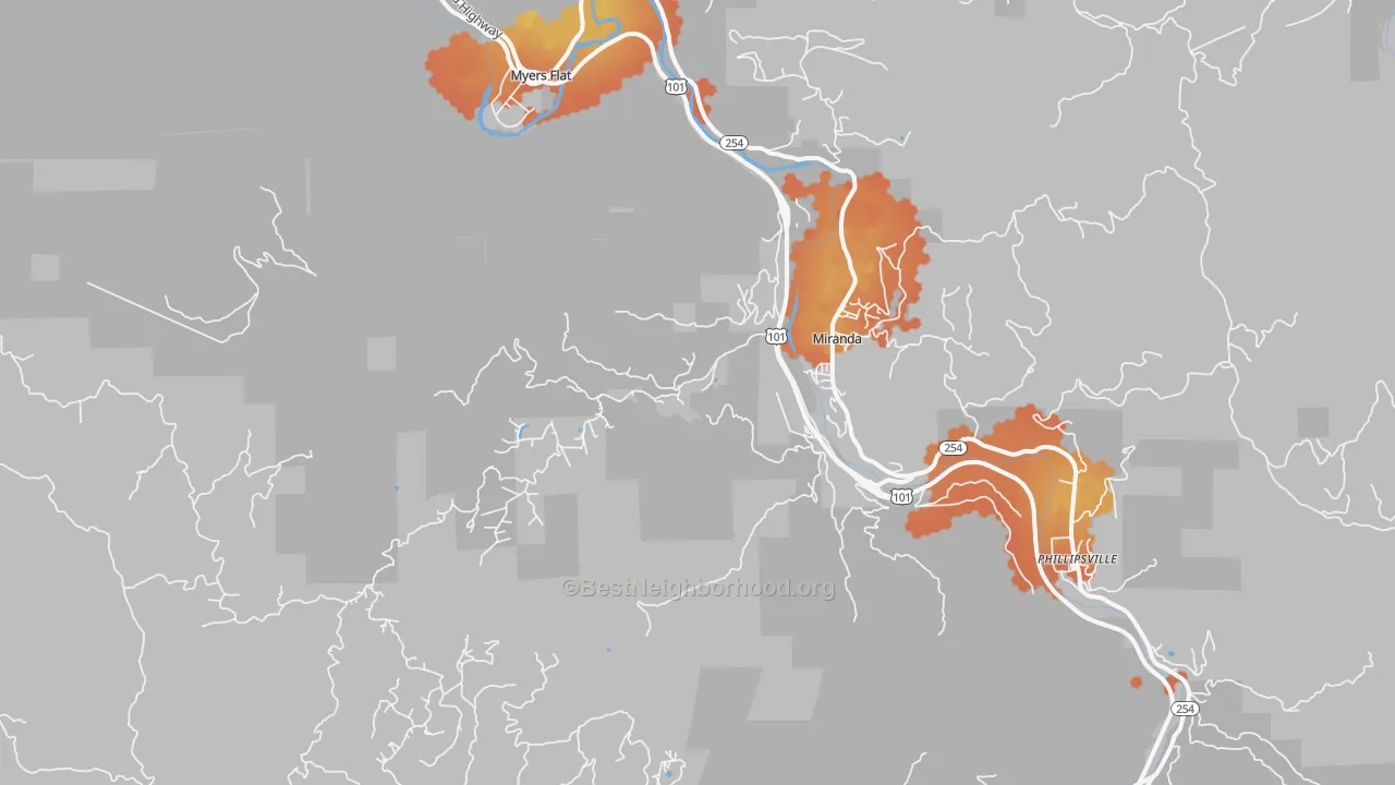 Bike Grade map of Miranda, CA