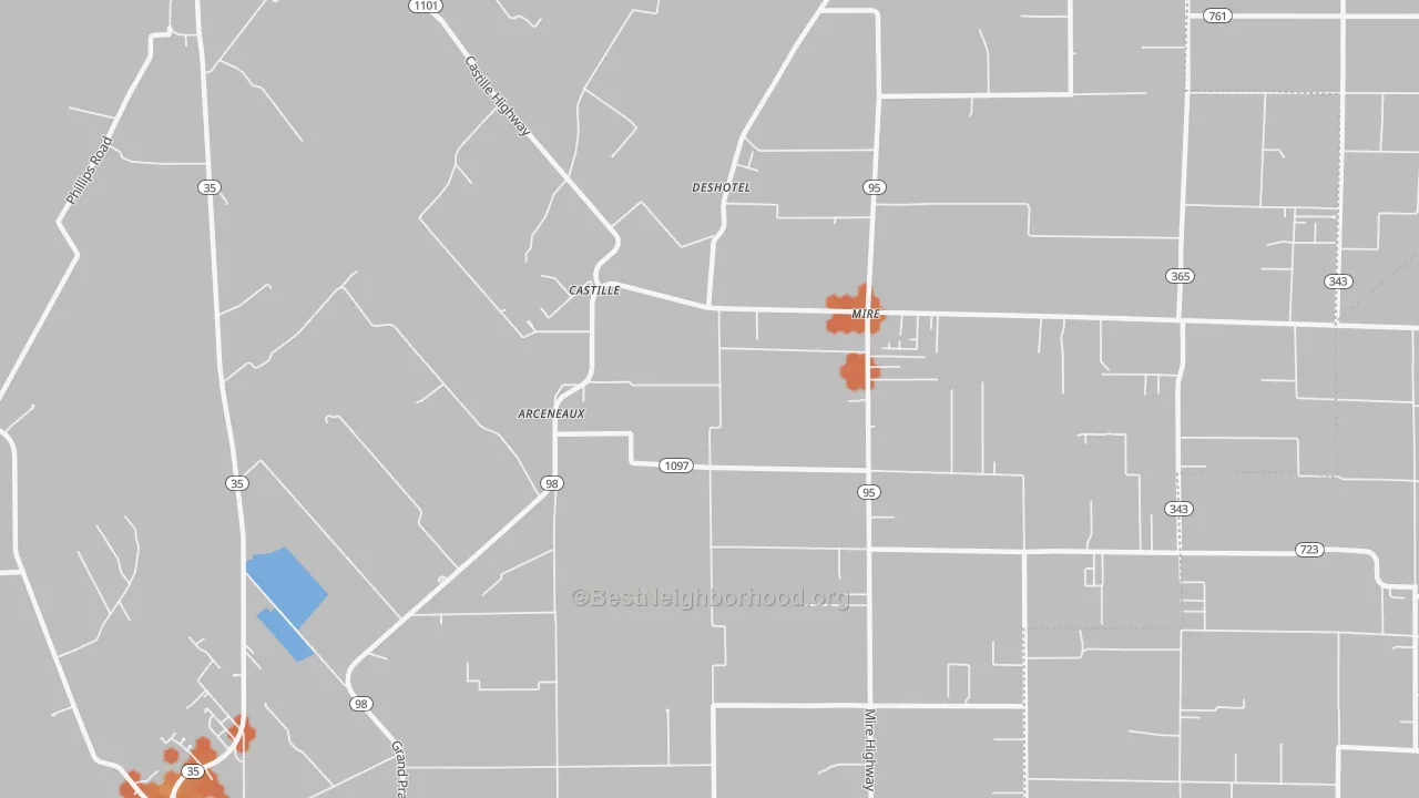 Bike Grade map of Mire, LA