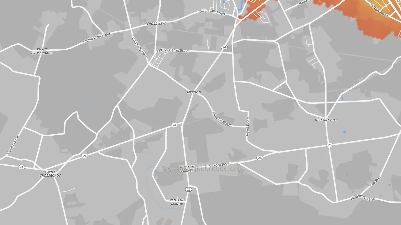 Bike Grade map of Mission, DE