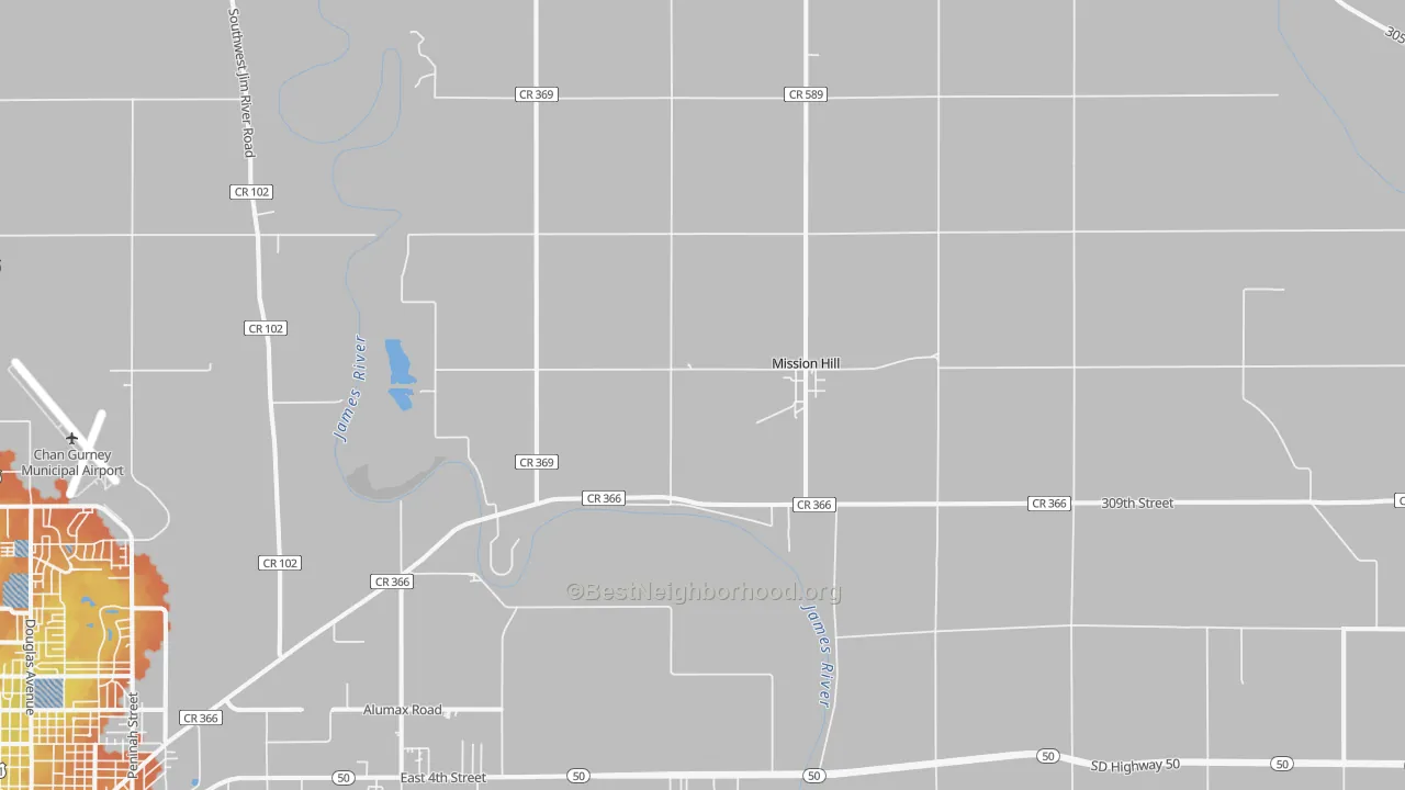Bike Grade map of Mission Hill, SD