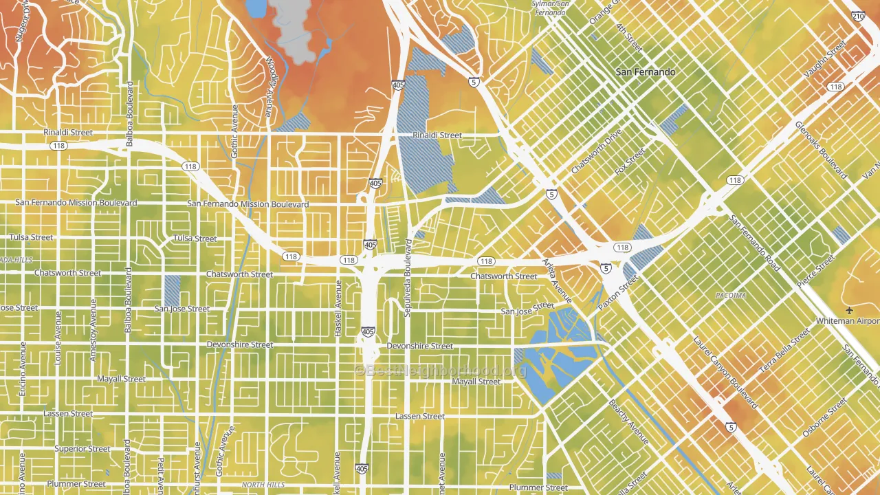 Bike Grade map of Mission Hills, CA