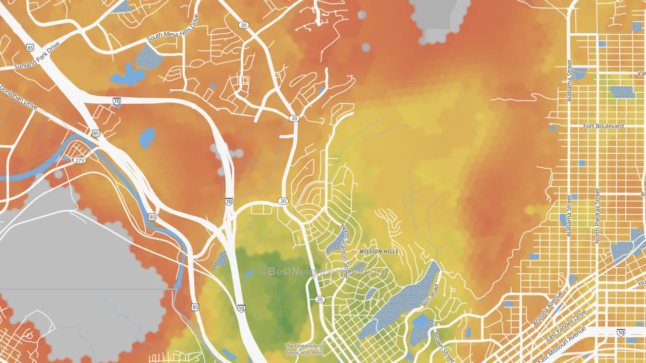 Bike Grade map of Mission Hills, El Paso, TX
