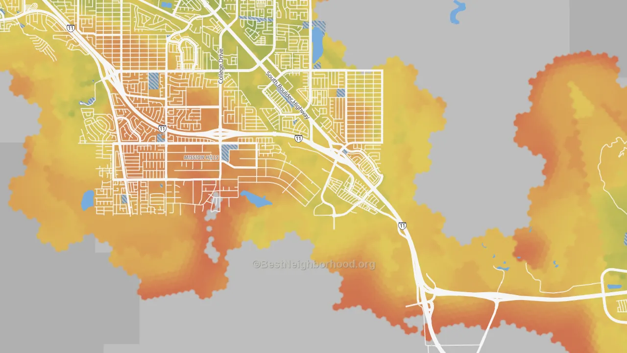 Bike Grade map of Mission Hills, Henderson, NV