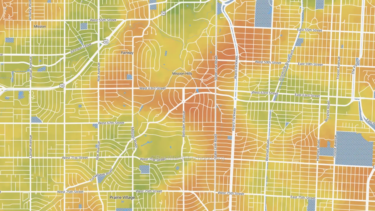 Bike Grade map of Mission Hills, KS