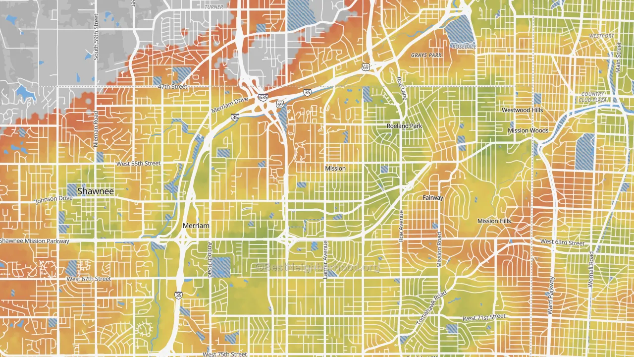 Bike Grade map of Mission, KS