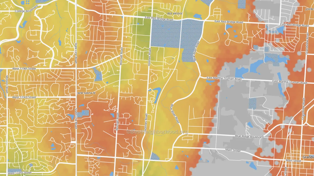 Bike Grade map of Mission Lake, Kansas City, MO