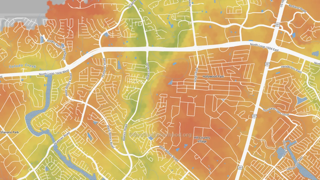 Bike Grade map of Mission Ridge, San Antonio, TX