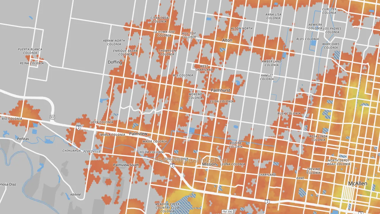 Bike Grade map of Mission, TX