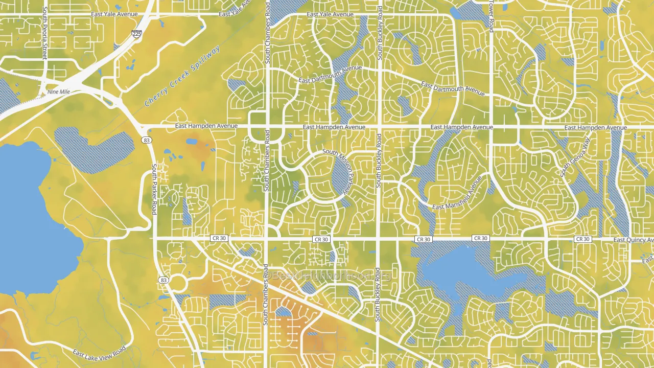Bike Grade map of Mission Viejo, Aurora, CO