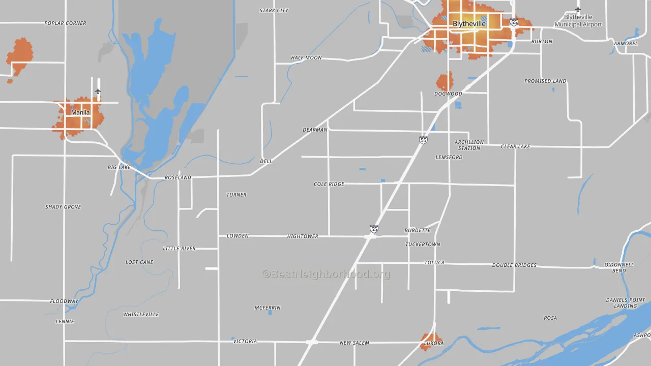 Bike Grade map of Mississippi County, AR