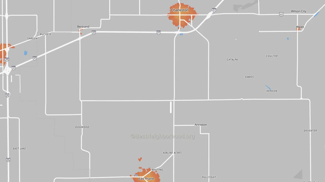 Bike Grade map of Mississippi County, MO