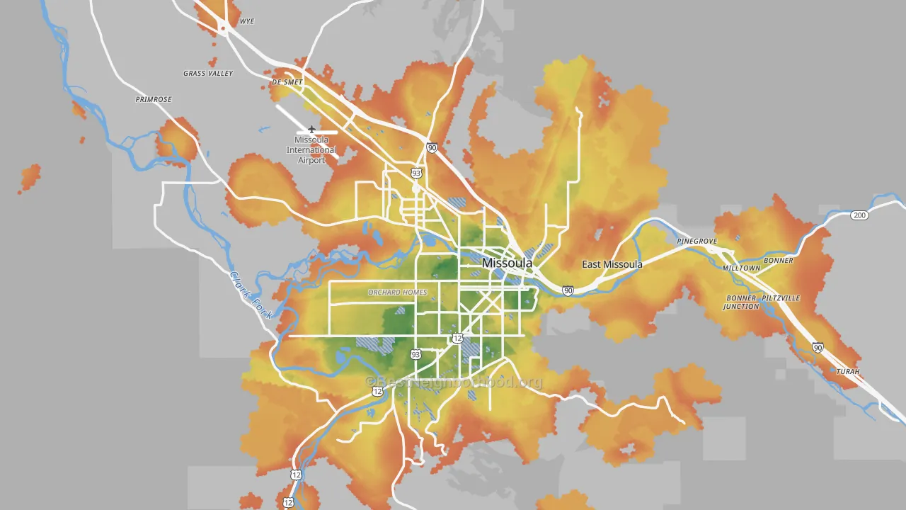 Bike Grade map of Missoula County, MT