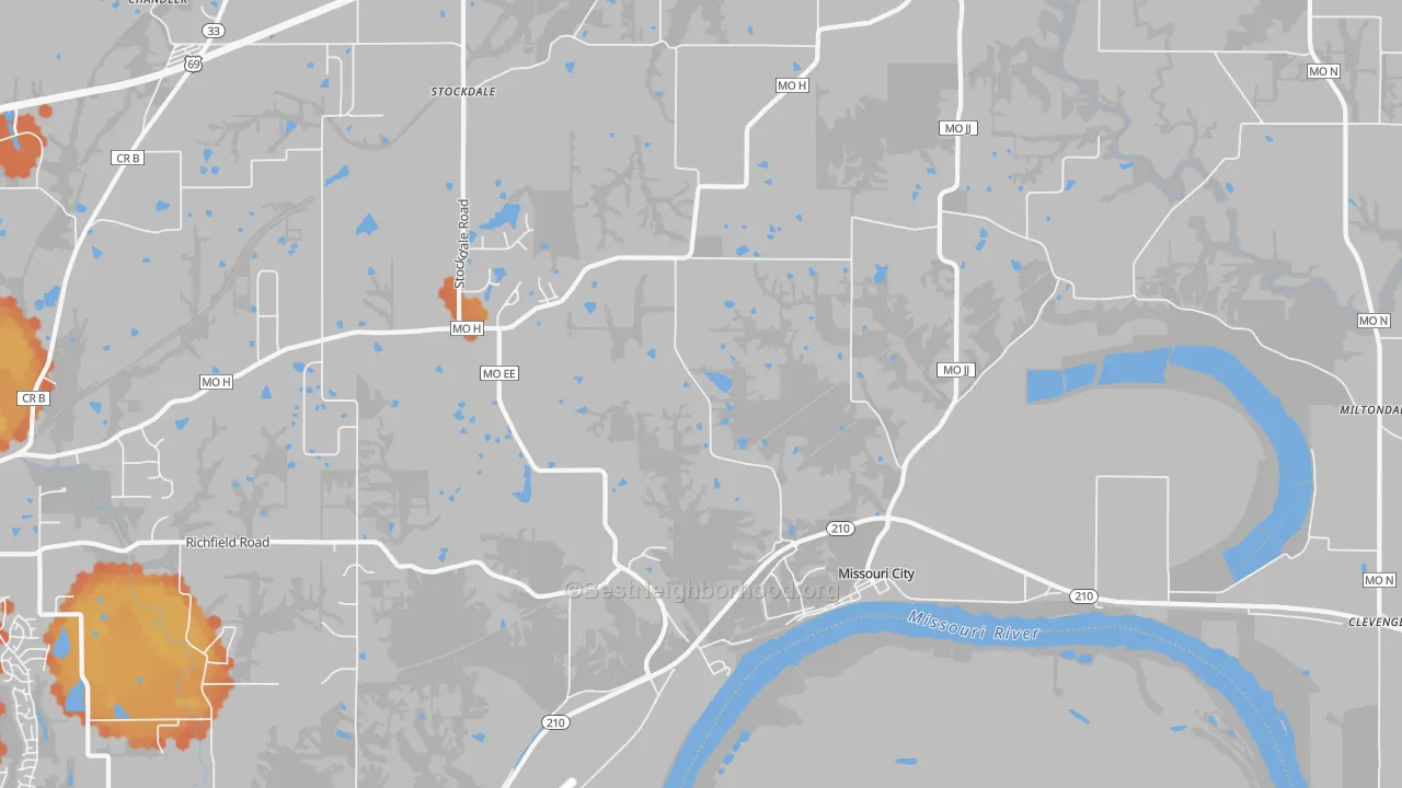 Bike Grade map of Missouri City, MO