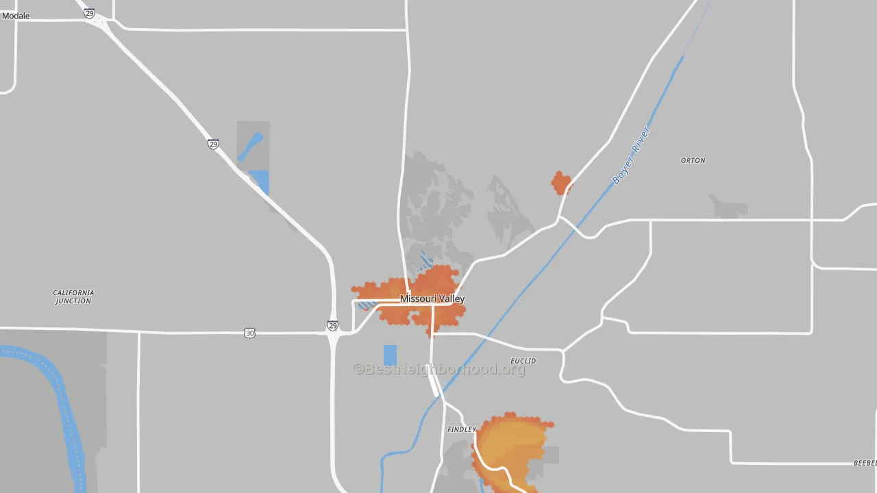 Bike Grade map of Missouri Valley, IA