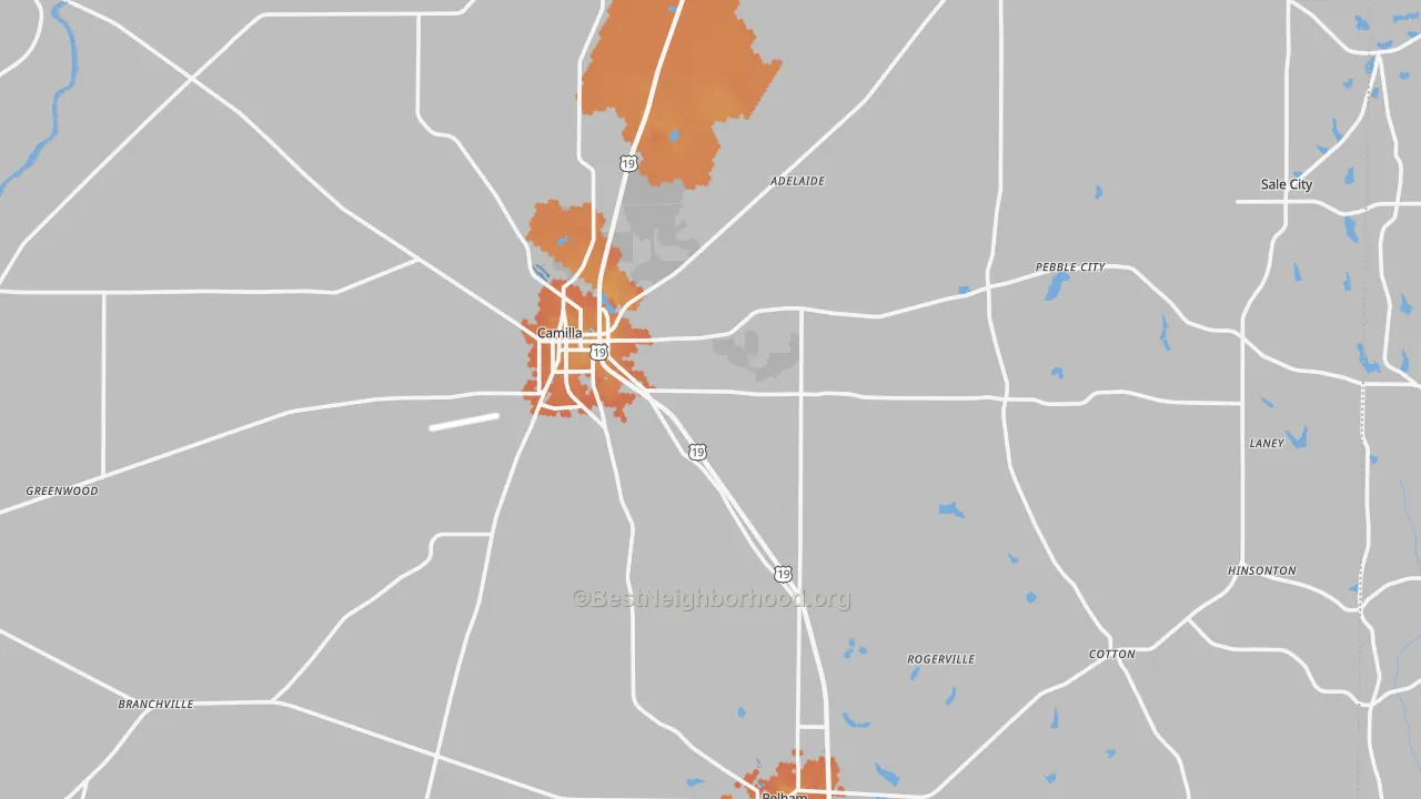 Bike Grade map of Mitchell County, GA
