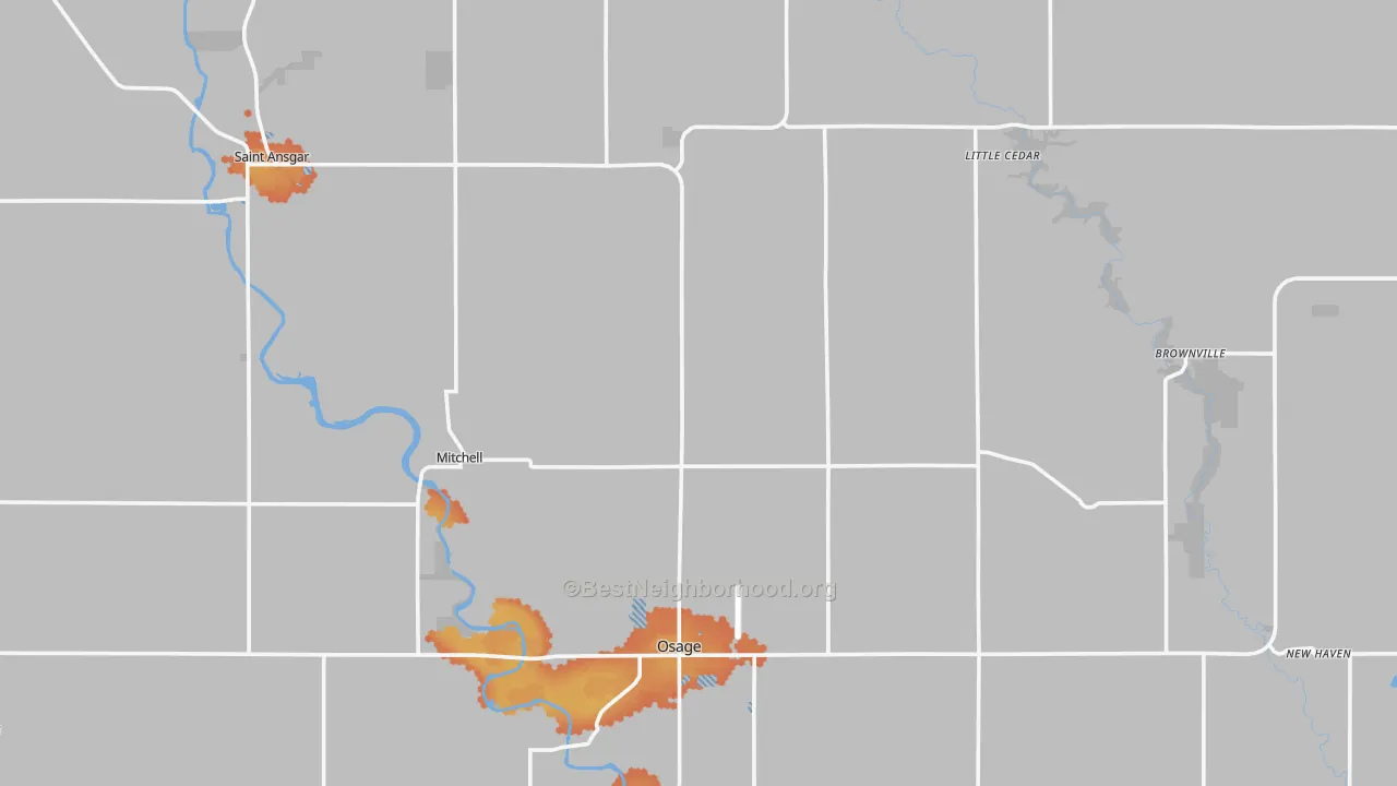 Bike Grade map of Mitchell County, IA